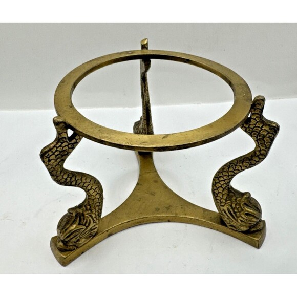 Vintage Hand-Shape Marble Stone/Sphere Decorative Rock Ball Brass Stand coy fish - Picture 2 of 7